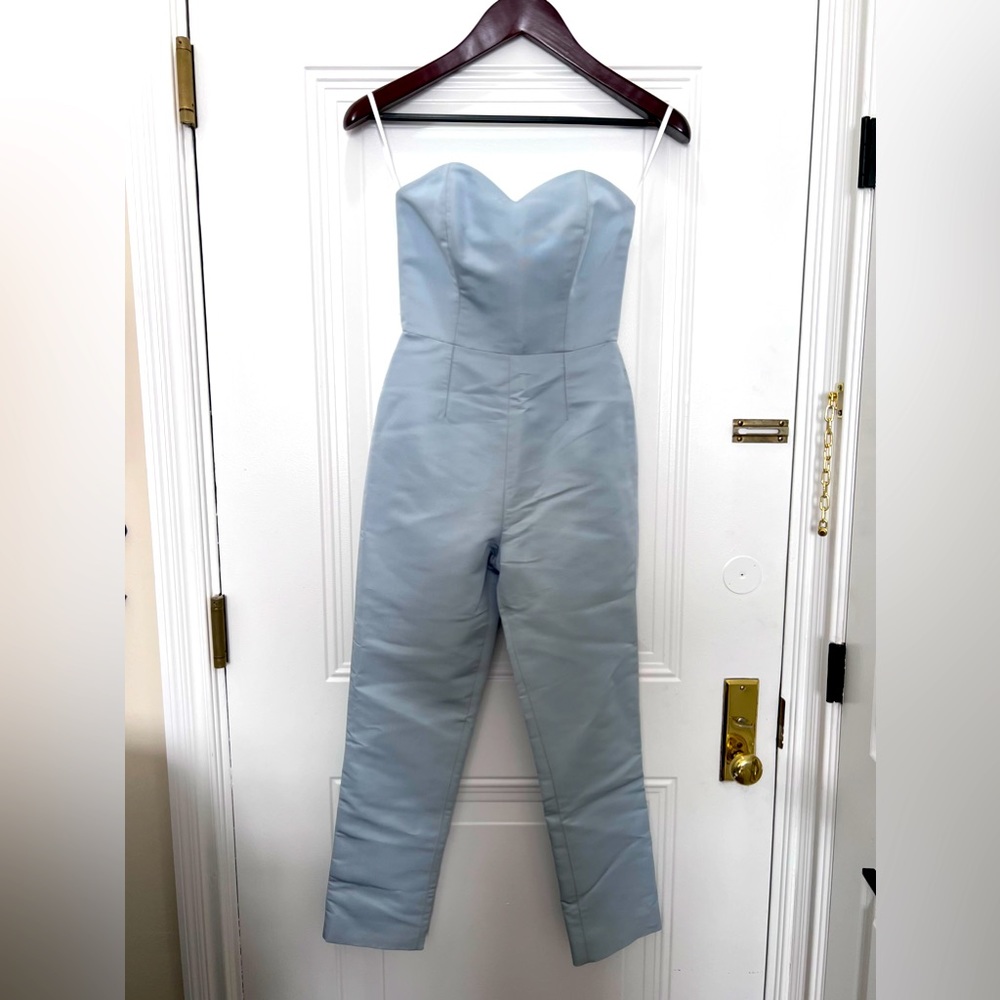 Alexia Maria Silk Faille Jumpsuit - light blue - size 4. Never worn with tags.